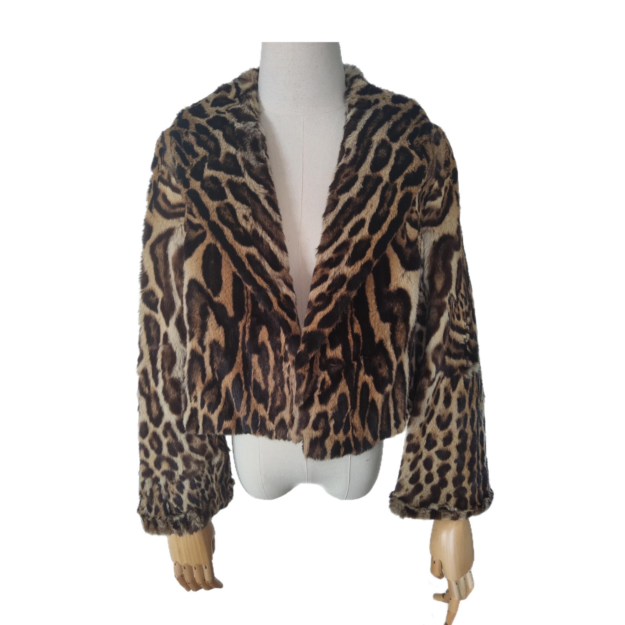 Vintage rare manteau de fourrure d'ocelot brésilien taille 10  en vente 6