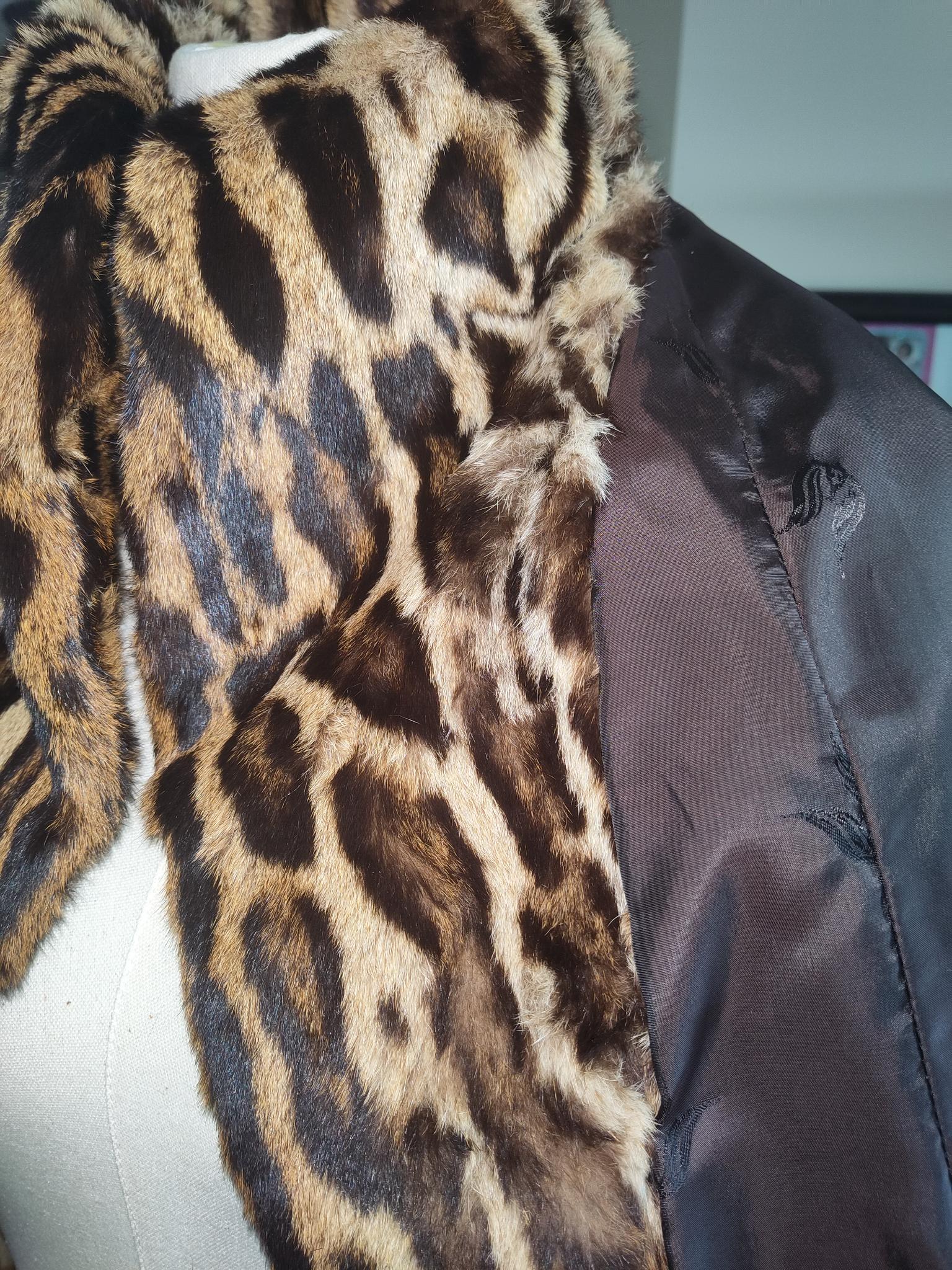 Vintage rare manteau de fourrure d'ocelot brésilien taille 10  en vente 9