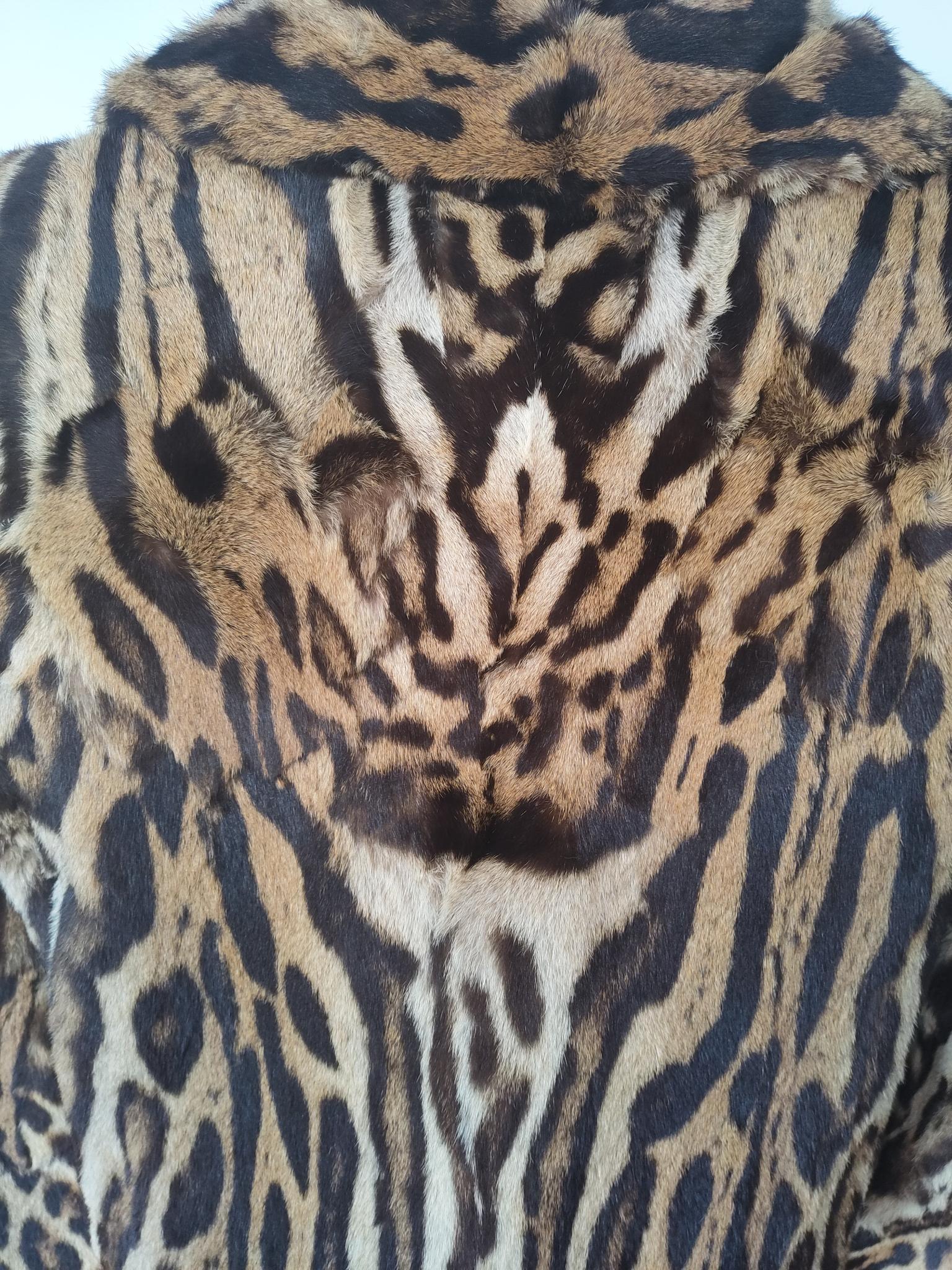 Vintage rare manteau de fourrure d'ocelot brésilien taille 10  en vente 12
