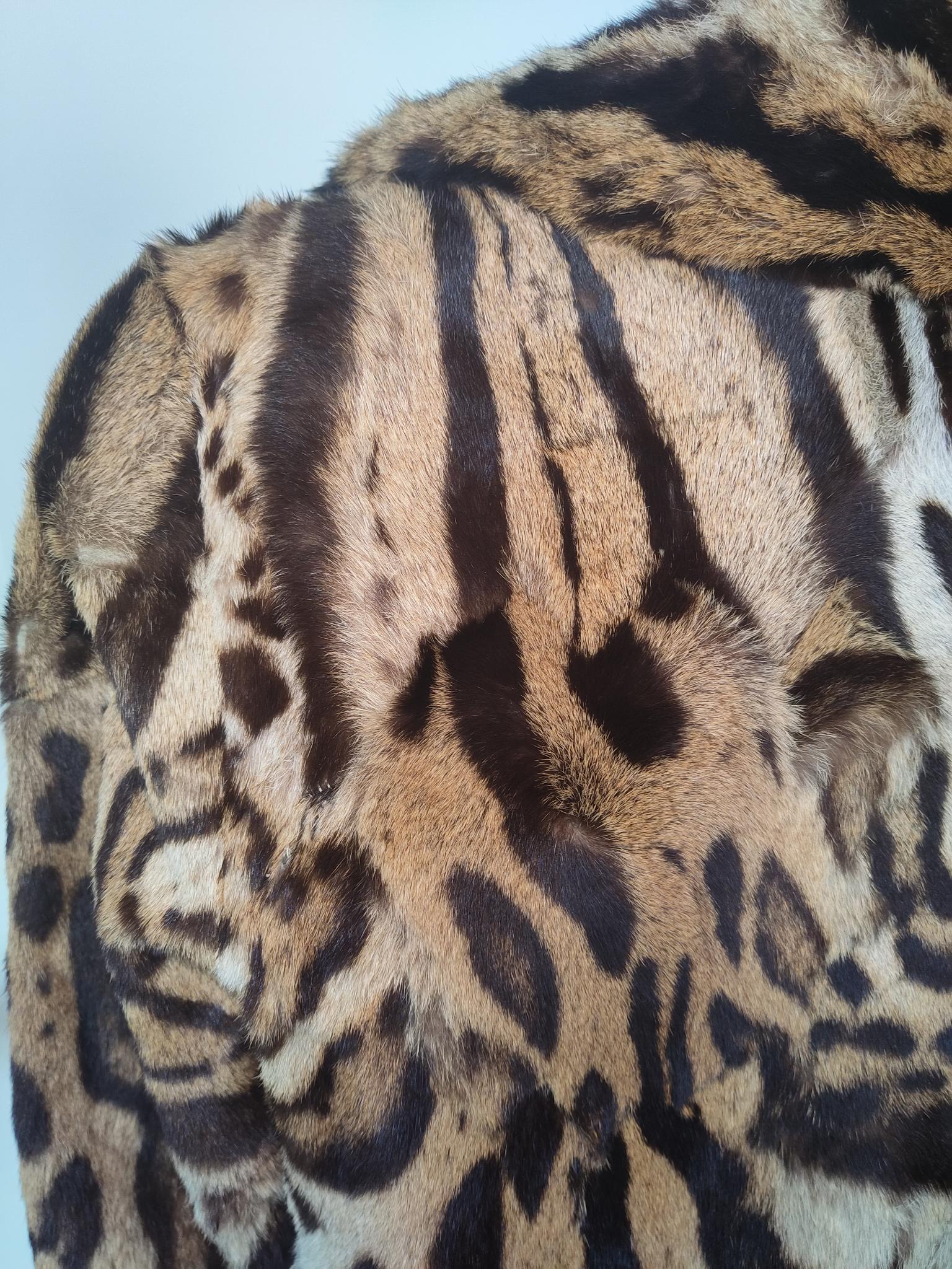 Vintage rare mature Brazilian Ocelot fur coat size 10  For Sale 14