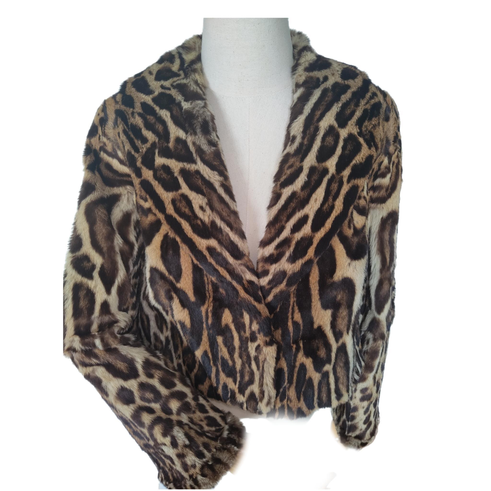 Vintage rare mature Brazilian Ocelot fur coat size 10  In Excellent Condition For Sale In Montreal, Quebec