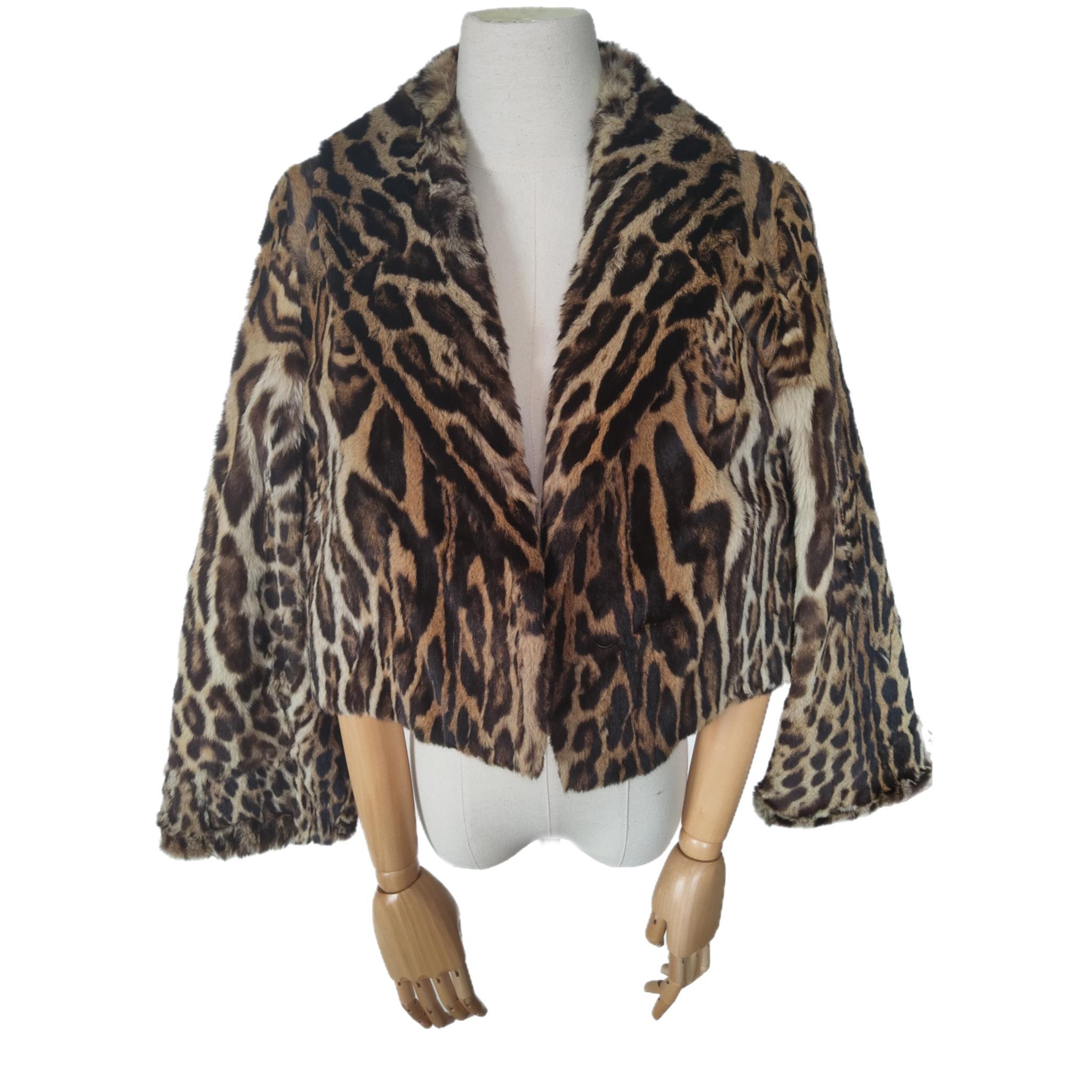 Vintage rare manteau de fourrure d'ocelot brésilien taille 10  en vente 1