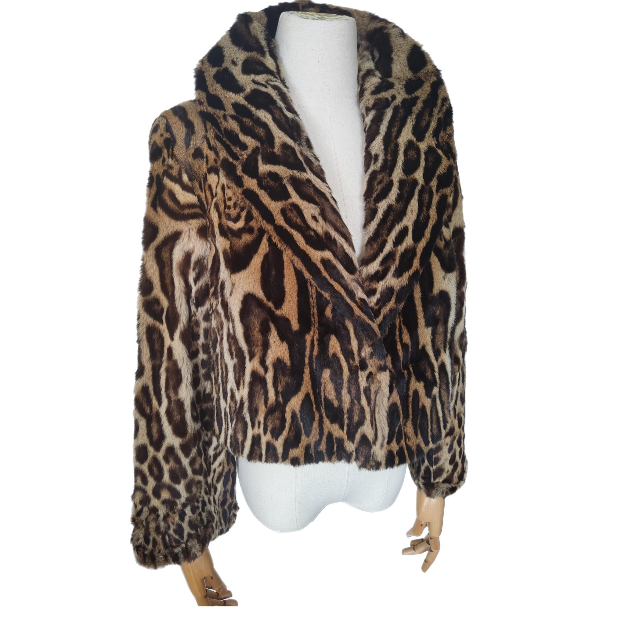 Vintage rare mature Brazilian Ocelot fur coat size 10  For Sale 3