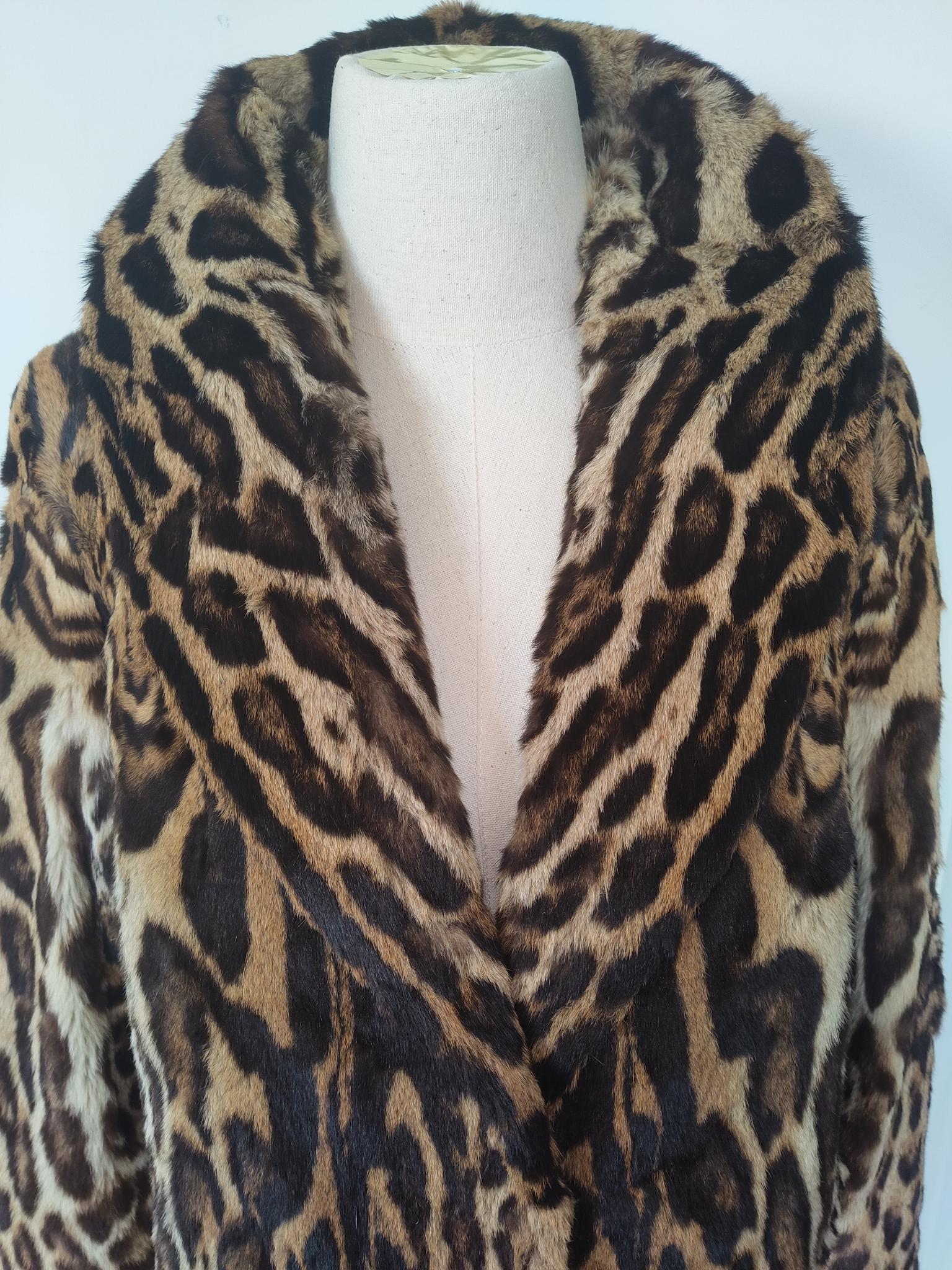 Vintage rare mature Brazilian Ocelot fur coat size 10  For Sale 4