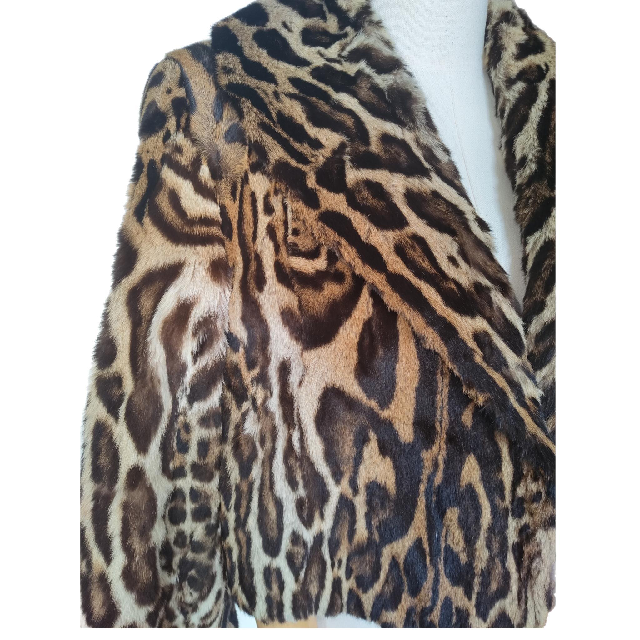 Vintage rare manteau de fourrure d'ocelot brésilien taille 10  en vente 5