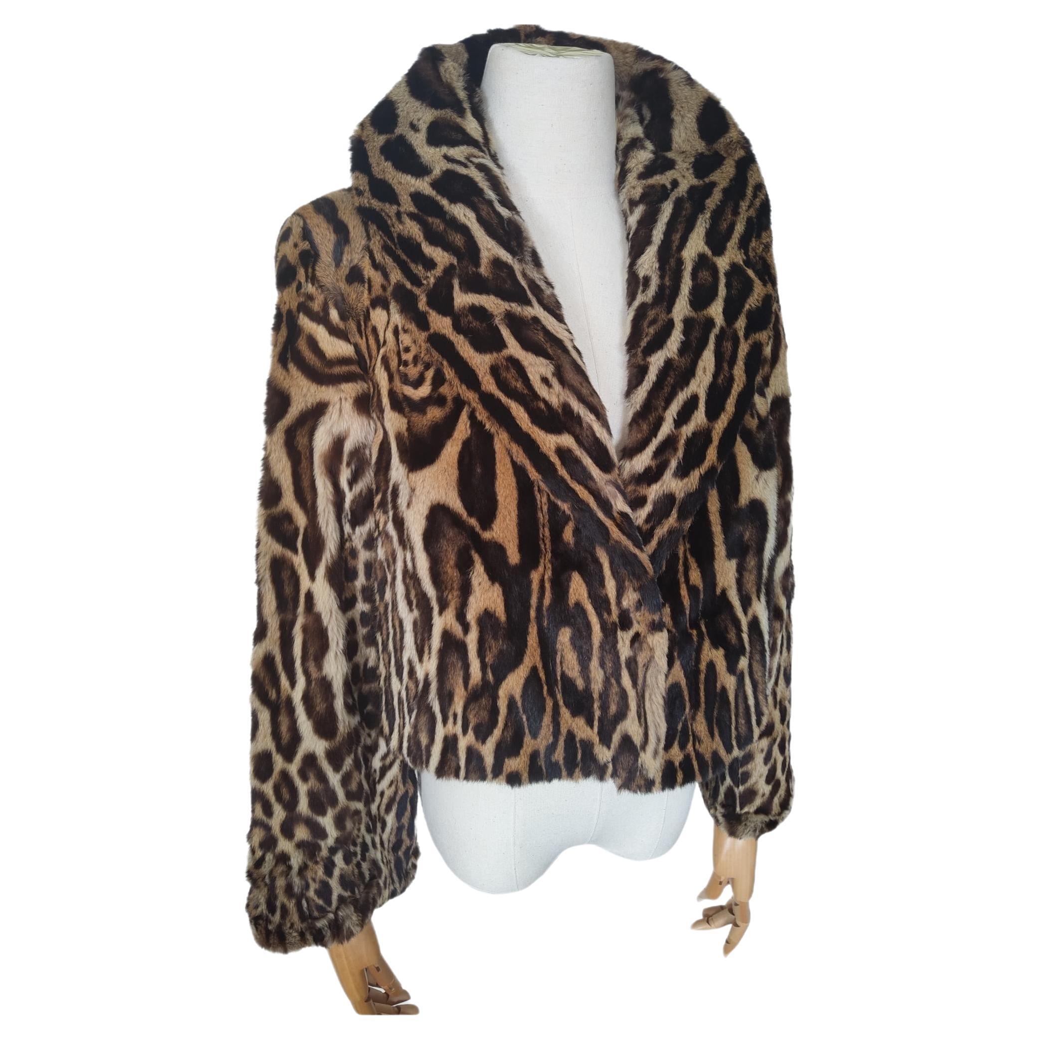Vintage rare mature Brazilian Ocelot fur coat size 10  For Sale