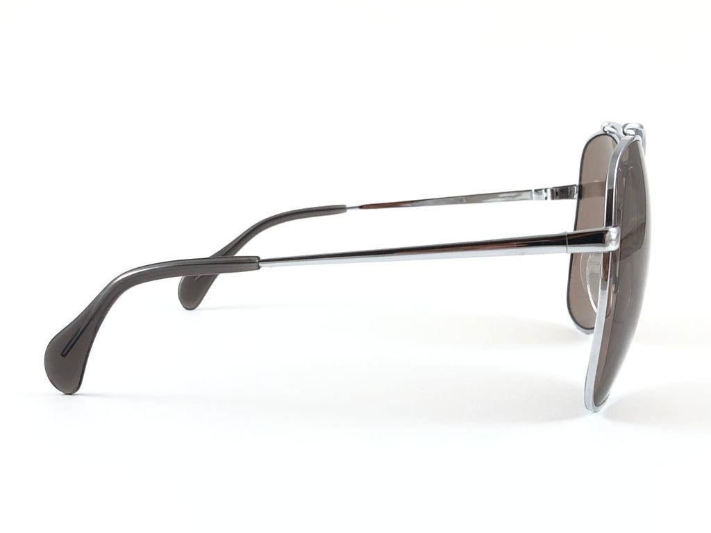 Vintage Rare Menrad 618 Oversized Silver 1970 Sunglasses For Sale 2