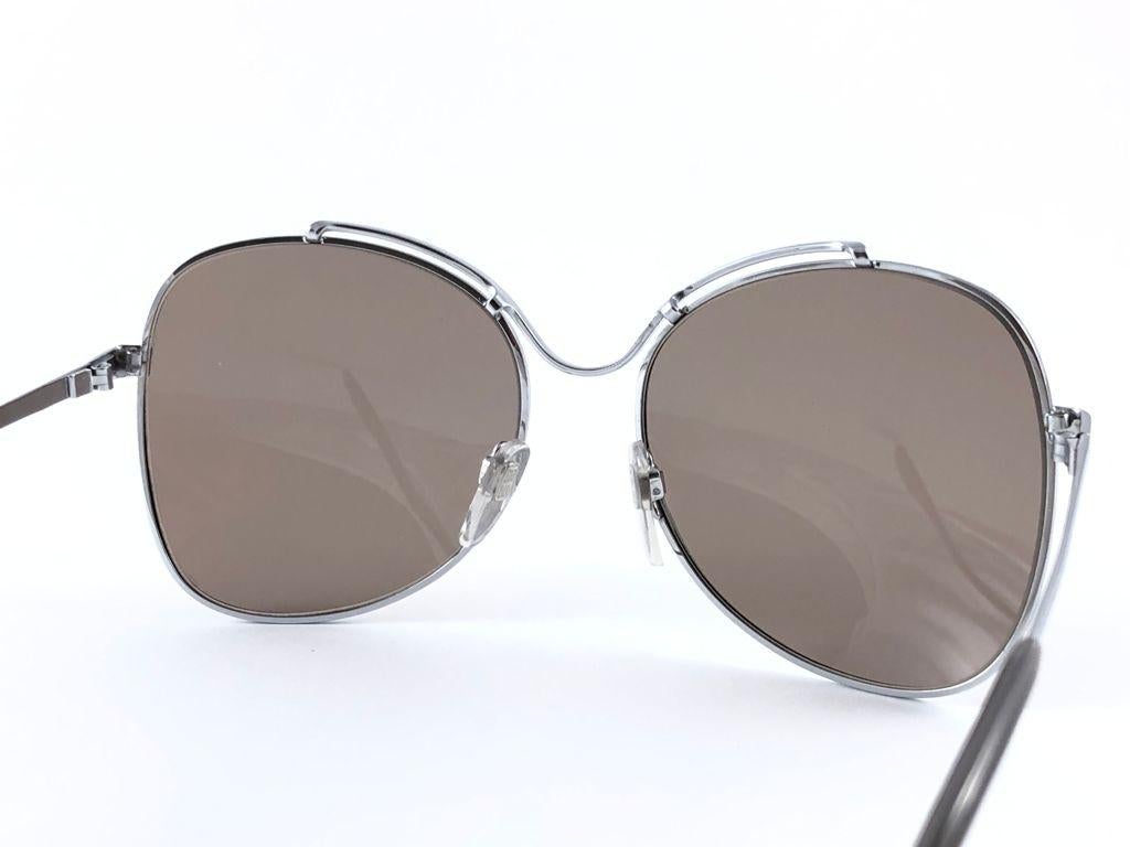 Vintage Rare Menrad 618 Oversized Silver 1970 Sunglasses For Sale 3