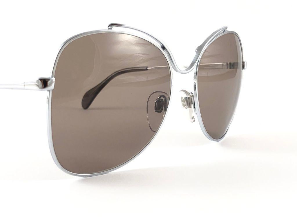 Vintage Rare Menrad 618 Oversized Silver 1970 Sunglasses For Sale 5