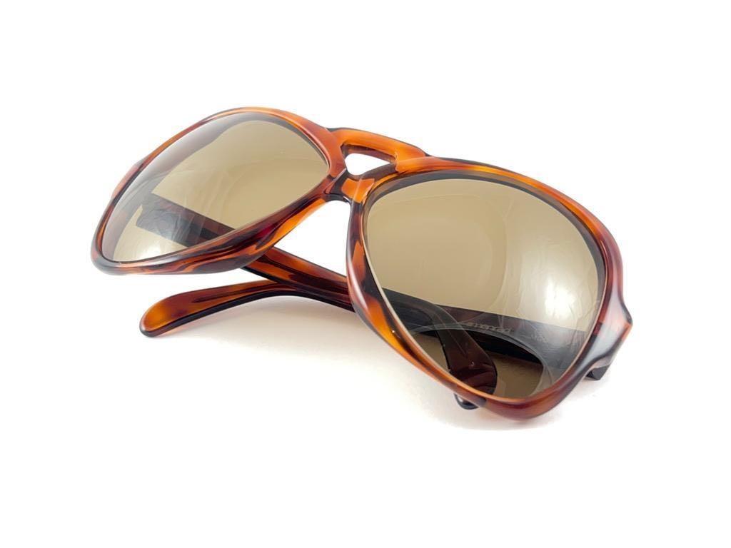 Women's Vintage Rare Menrad 712 Dark Tortoise Oversized Cut Out 1970 Sunglasses For Sale