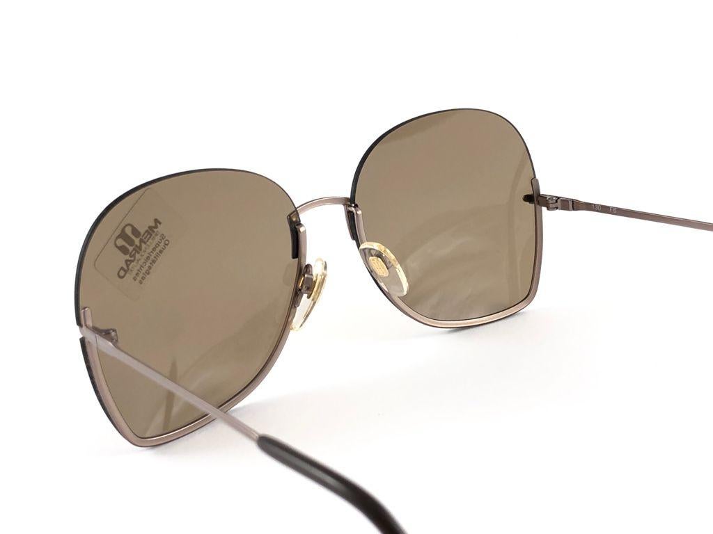 Vintage Rare Menrad 712 Half Frame Oversized Silver 1970 Sunglasses In Excellent Condition For Sale In Baleares, Baleares