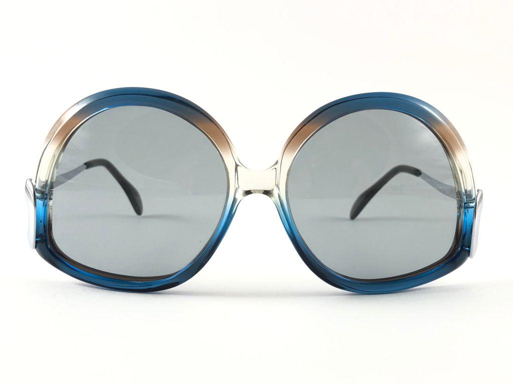 Seltene Menrad M508 Funky Multicolor Blau & Silber 1970 Sonnenbrille, Vintage, selten im Angebot 2