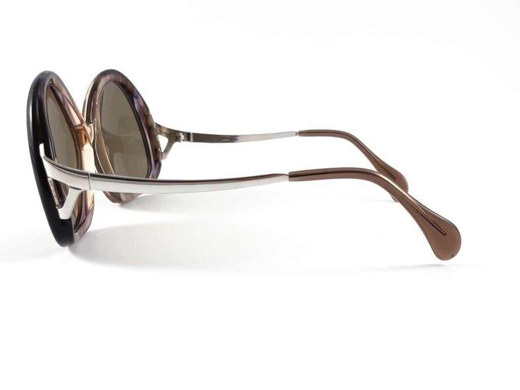 Seltene Vintage-Sonnenbrille von Menrad M510 Funky, mehrfarbig, Rose & Silber 1970 (Braun) im Angebot