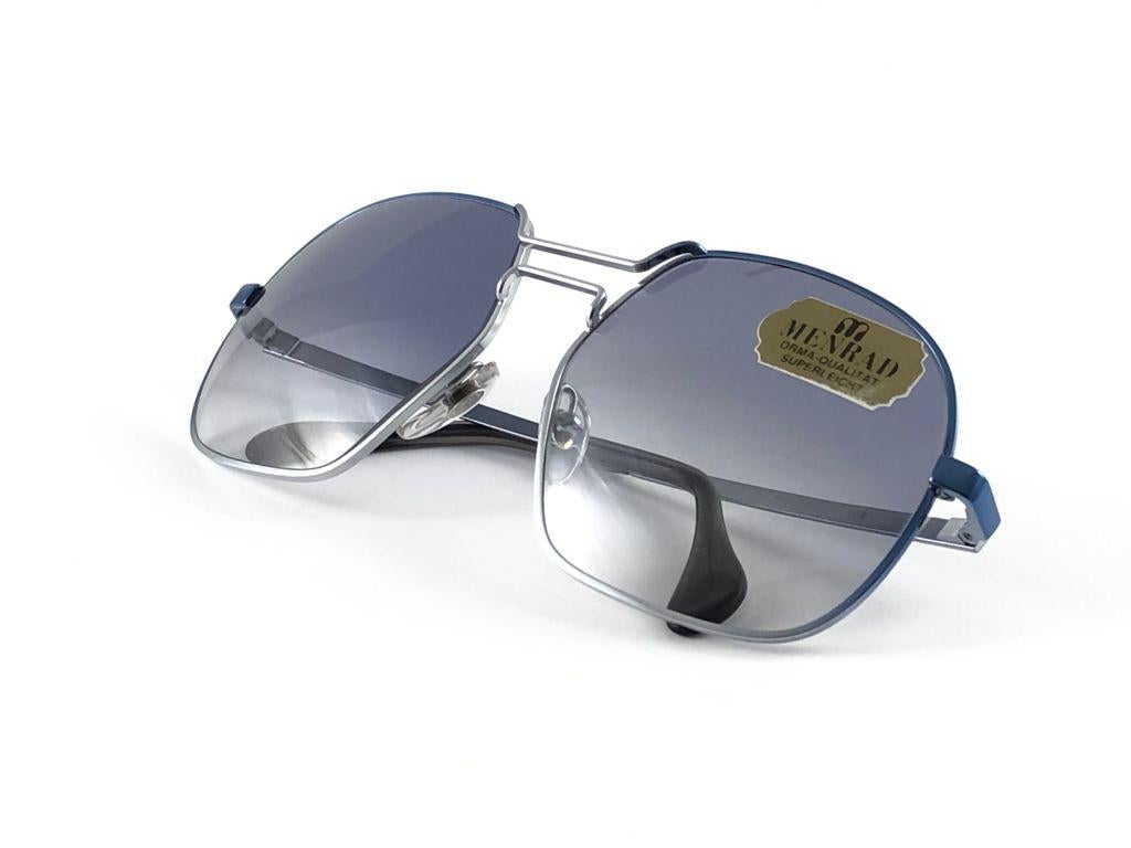 Vintage Rare Menrad M608 Gradient Blue Metallic & Silver Frame 1970s Sunglasses For Sale 1