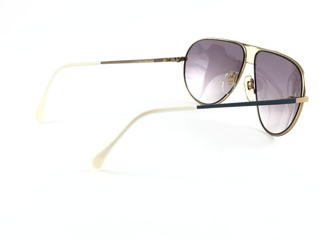 Vintage Rare Menrad M747 Blue Mate & Silver Aviator Frame 1970s Sunglasses For Sale 1