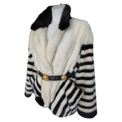 Vintage Rare Mink Jacket Schwarz Weiß