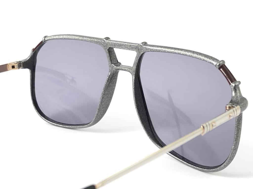Gray Vintage Rare Neostyle 634 Oversized Lenses Space Grey 1970 Sunglasses For Sale