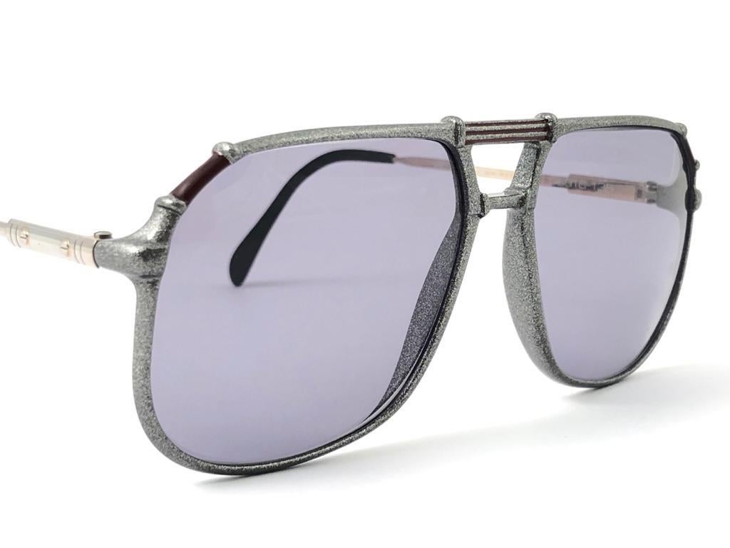 Vintage Rare Neostyle 634 Oversized Lenses Space Grey 1970 Sunglasses In Excellent Condition For Sale In Baleares, Baleares