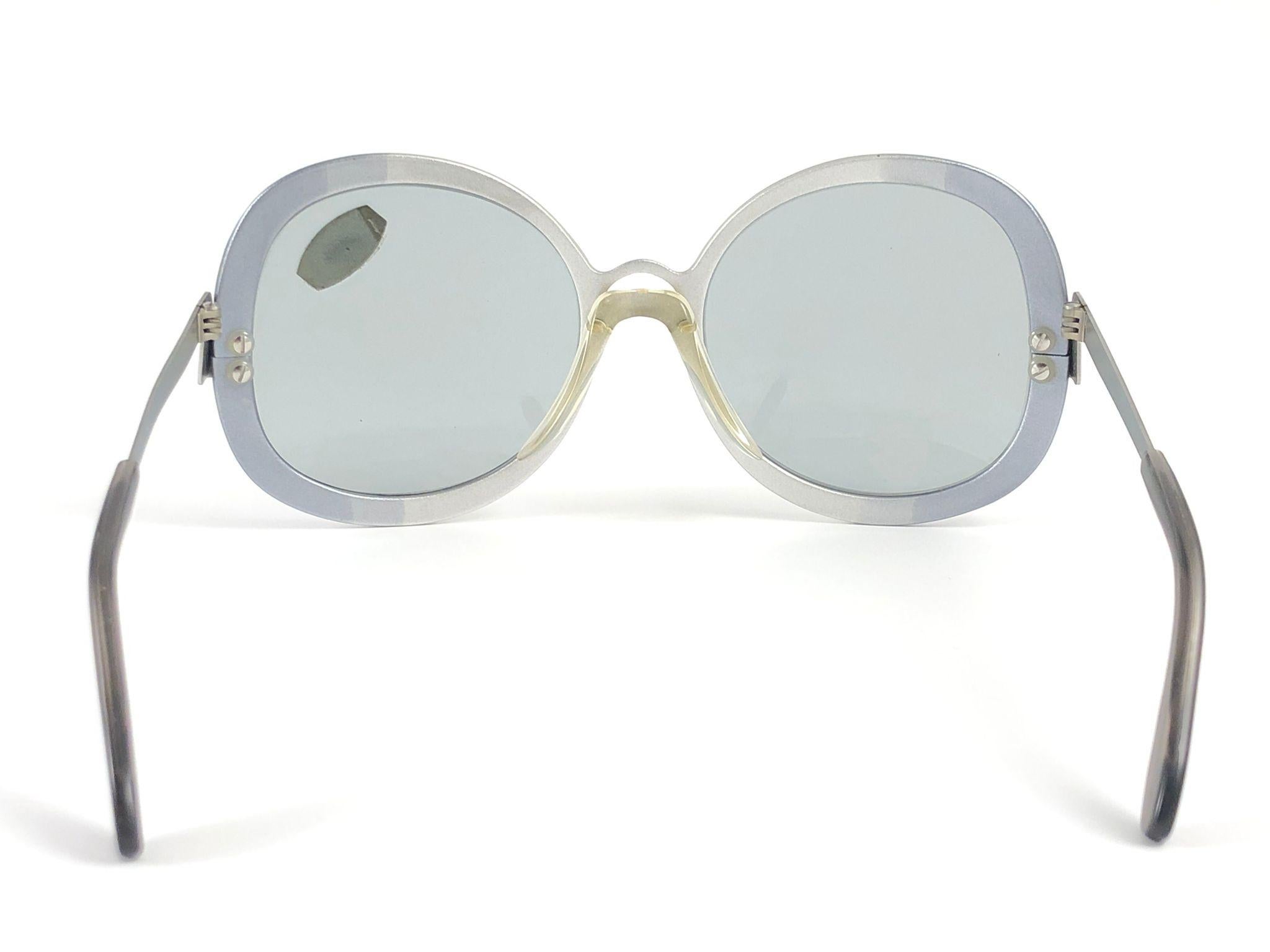 Vintage Rare Neostyle Oversized Brushed Silver Light Lenses 1970 Sunglasses 2