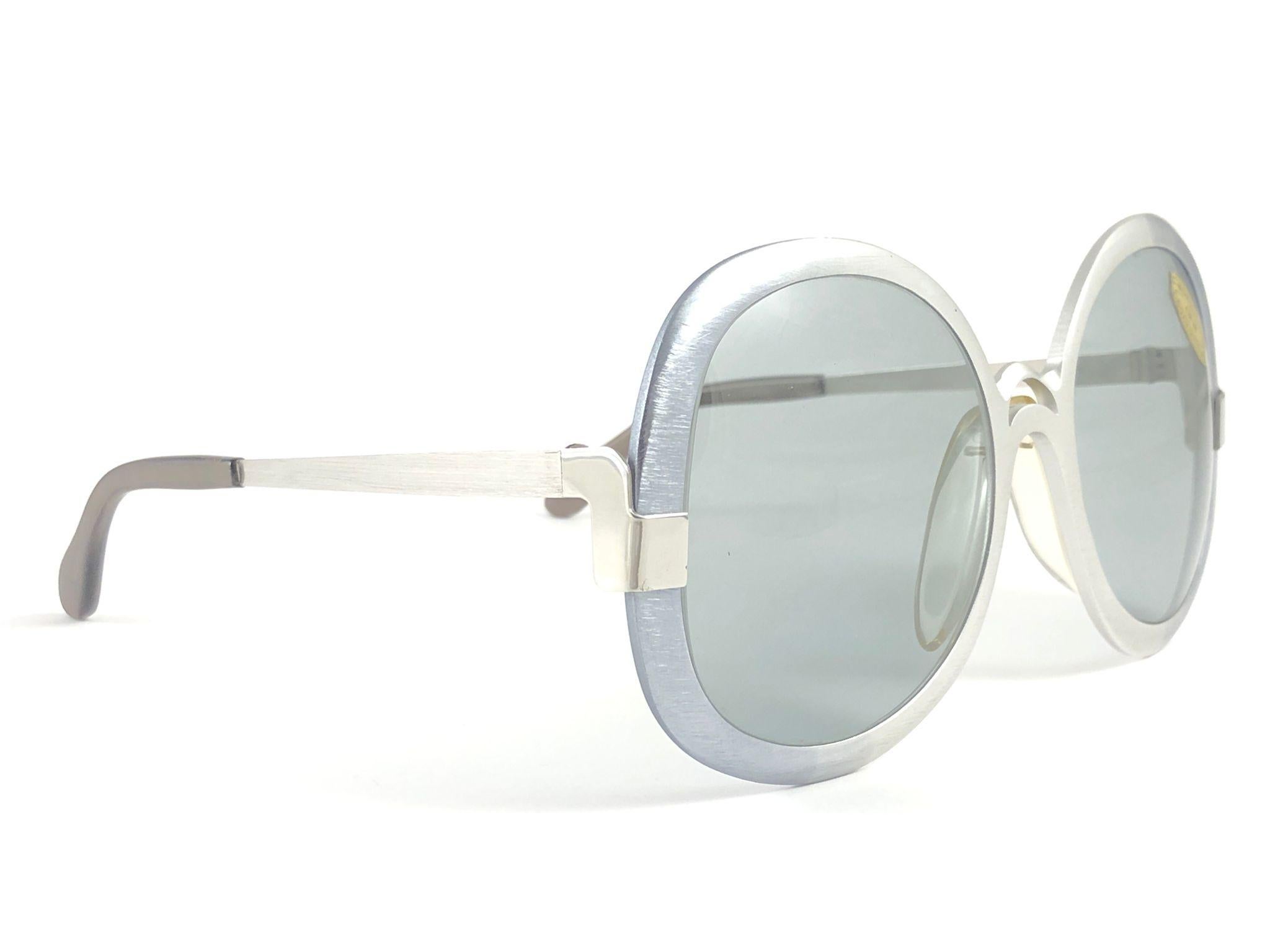 Vintage Rare Neostyle Oversized Brushed Silver Light Lenses 1970 Sunglasses 5