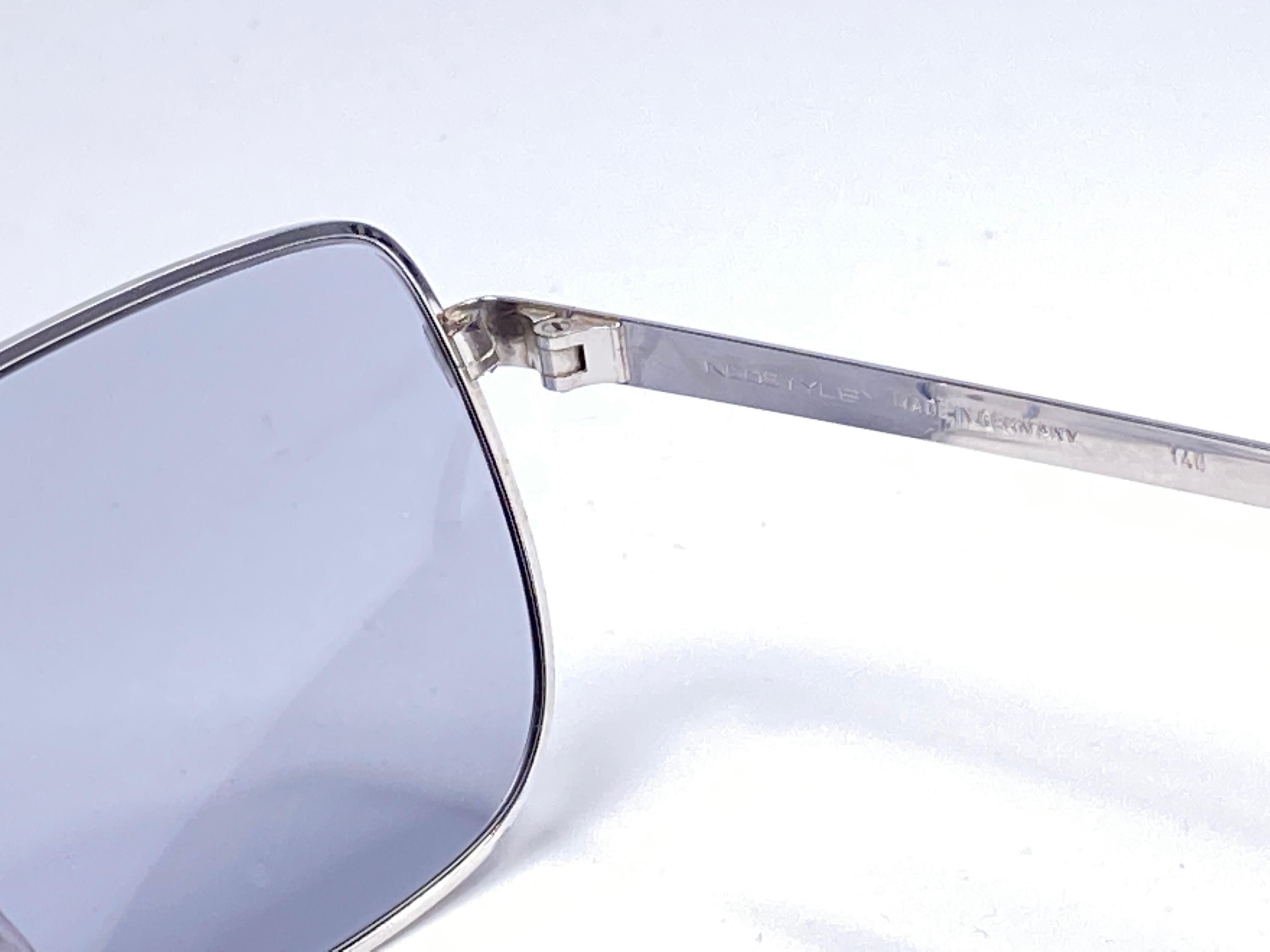 Women's Vintage Rare Neostyle Smart Silver Matte Grey Changeable Lenses 1970 Sunglasses For Sale