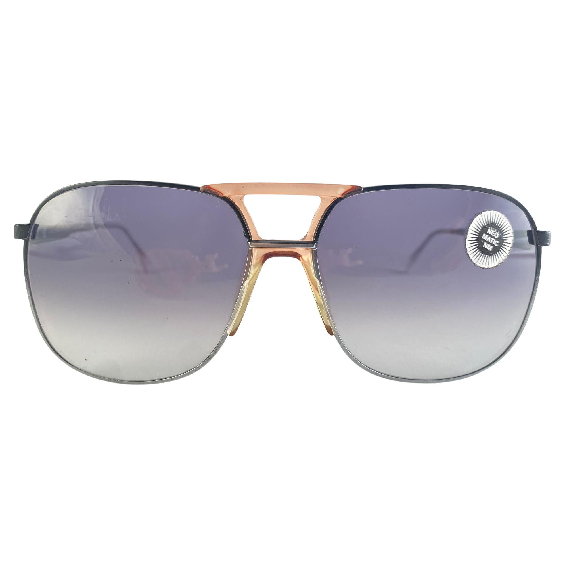 Vintage Rare Neostyle Sunart 970 Oversized Two Tone Silver 1970 Sunglasses