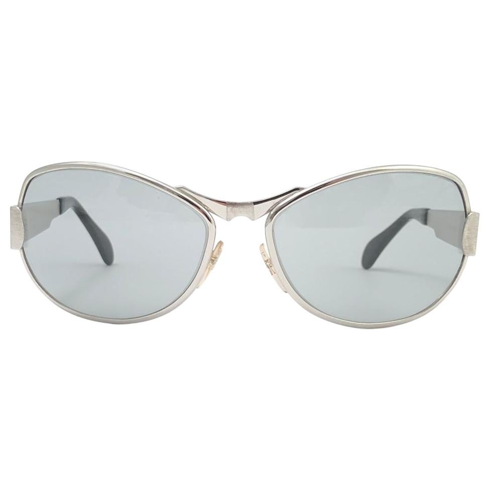 Vintage Rare Neostyle " Zodiac " Oversized Silver Lenses 1970 Sunglasses For Sale