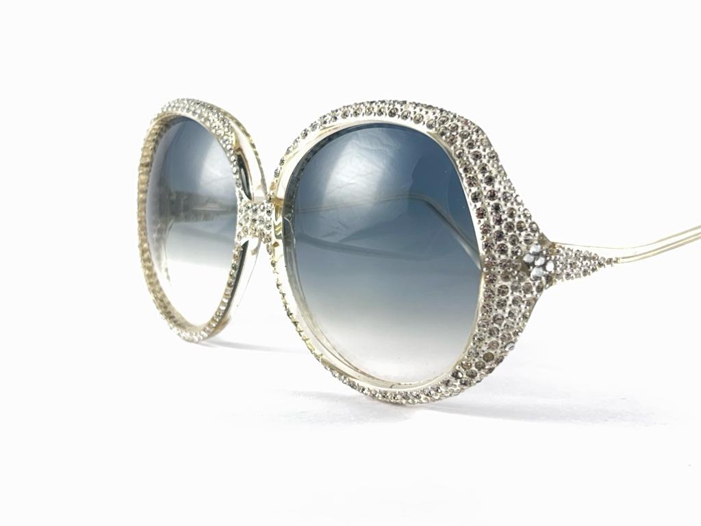 Vintage Rare Oliver Goldsmith Oversized Rhinestones Sunglasses 1960'S England For Sale 1