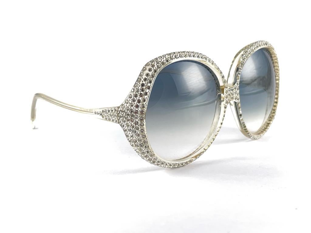 Vintage Rare Oliver Goldsmith Oversized Rhinestones Sunglasses 1960'S England For Sale 2