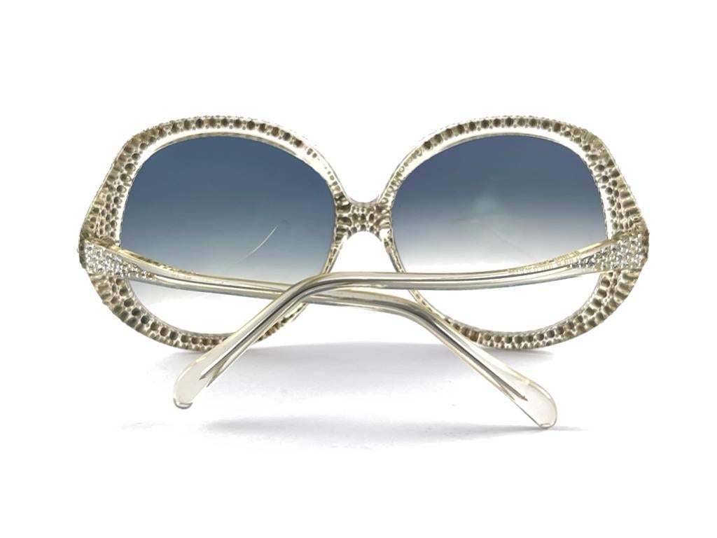 Vintage Rare Oliver Goldsmith Oversized Rhinestones Sunglasses 1960'S England For Sale 4