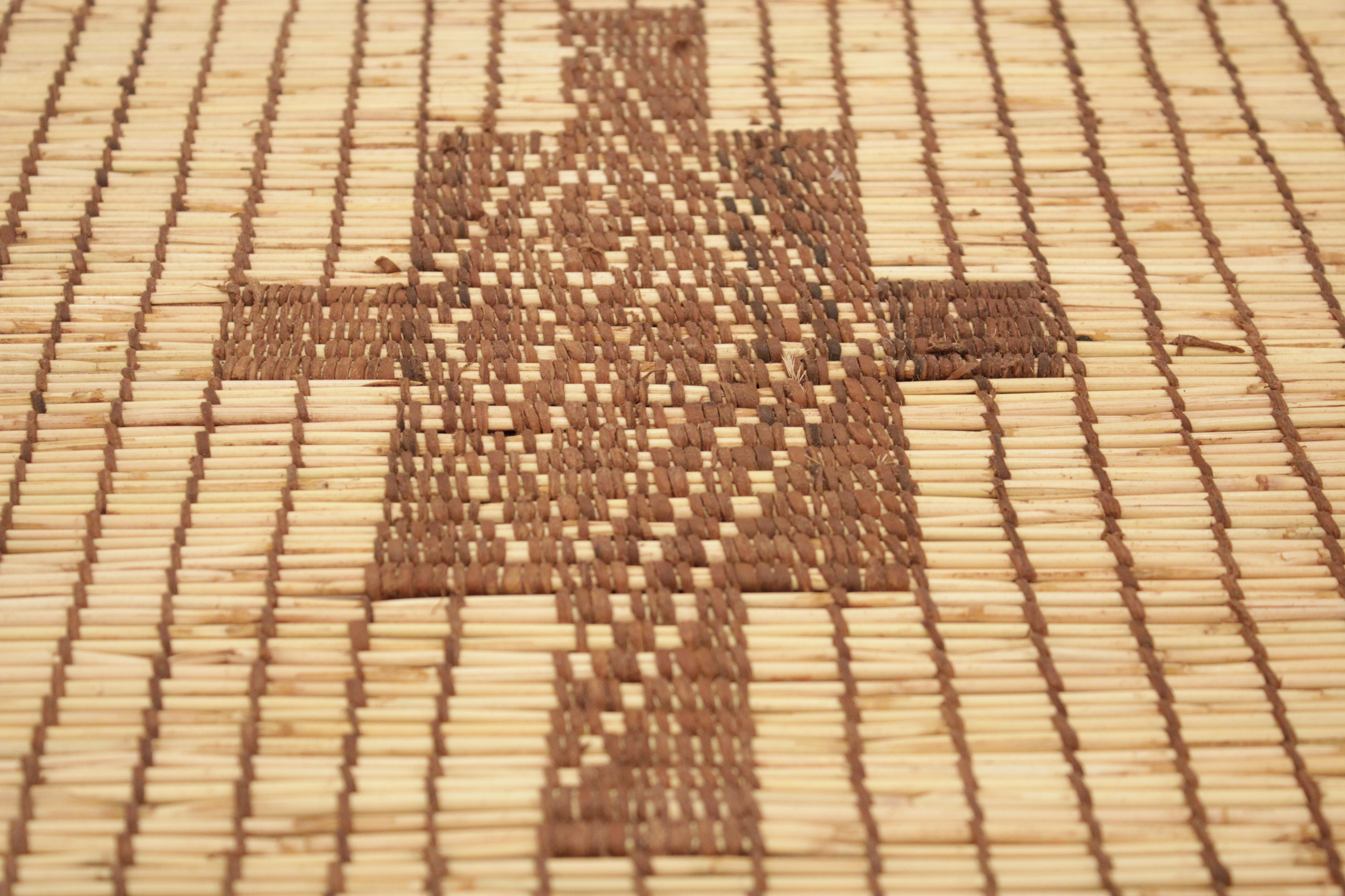 20th Century Vintage Rare Oversize Mauritanian Sahara Tuareg Leather and Reed Rug For Sale