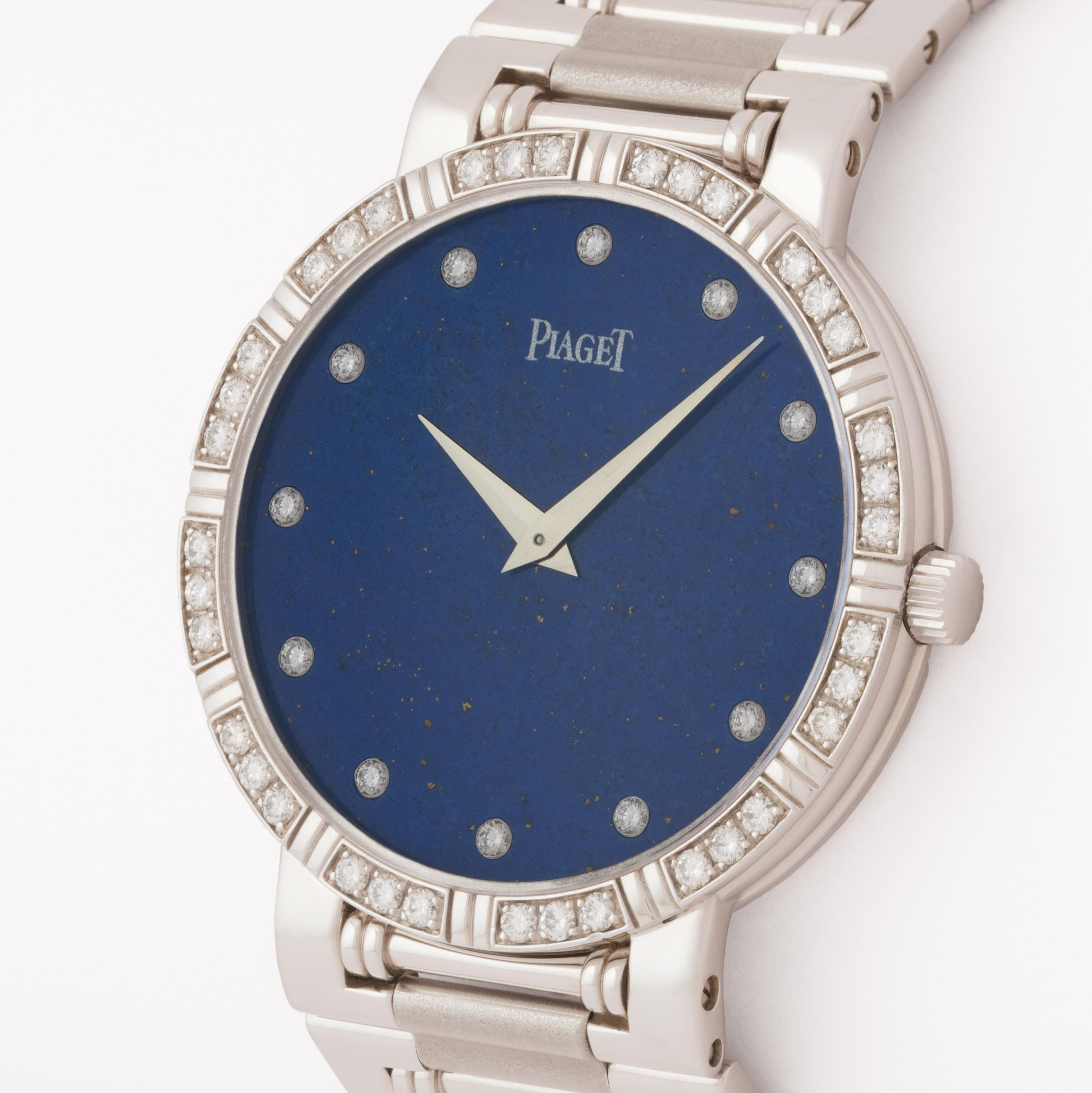 Vintage Rare Piaget Dancer Model 94024 K81  18 Karat White Gold Lapis Dial In Good Condition In New York, NY