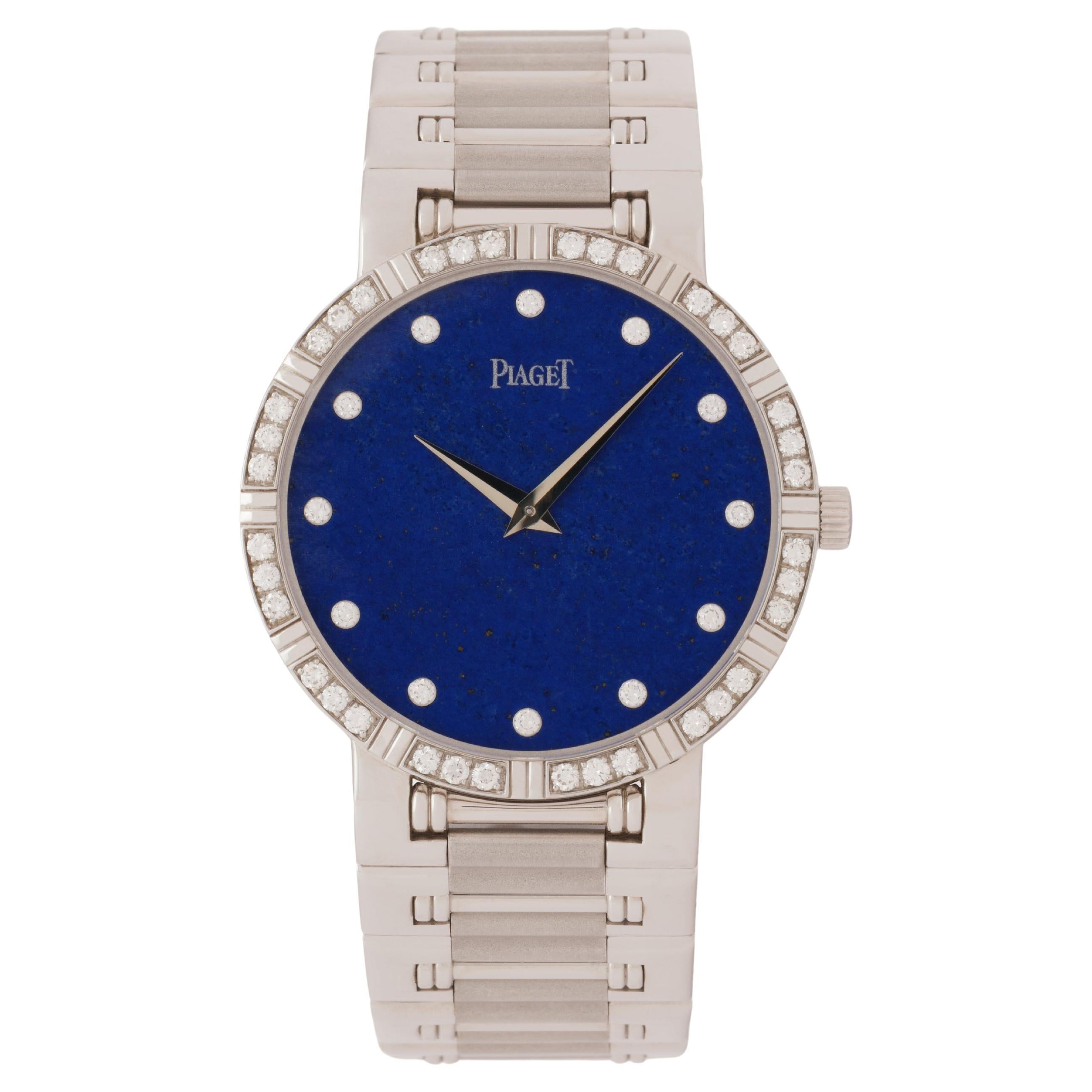Vintage Rare Piaget Dancer Model 94024 K81  18 Karat White Gold Lapis Dial