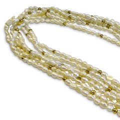 Vintage Rare Piece 14 Karat Multi Strands Necklace with Turquoise