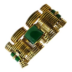 Vintage Rare Piece Signed Ciner Bracelet 18 Karat Gold Plated