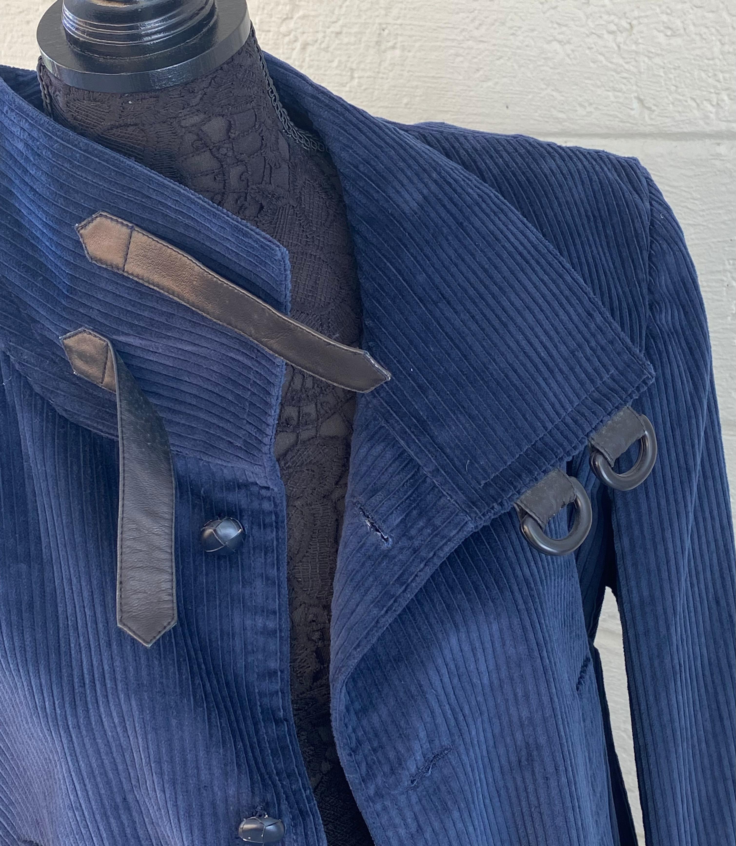 Men's Vintage Rare Pierre Cardin Boutique Navy Blue Trench Coat  For Sale
