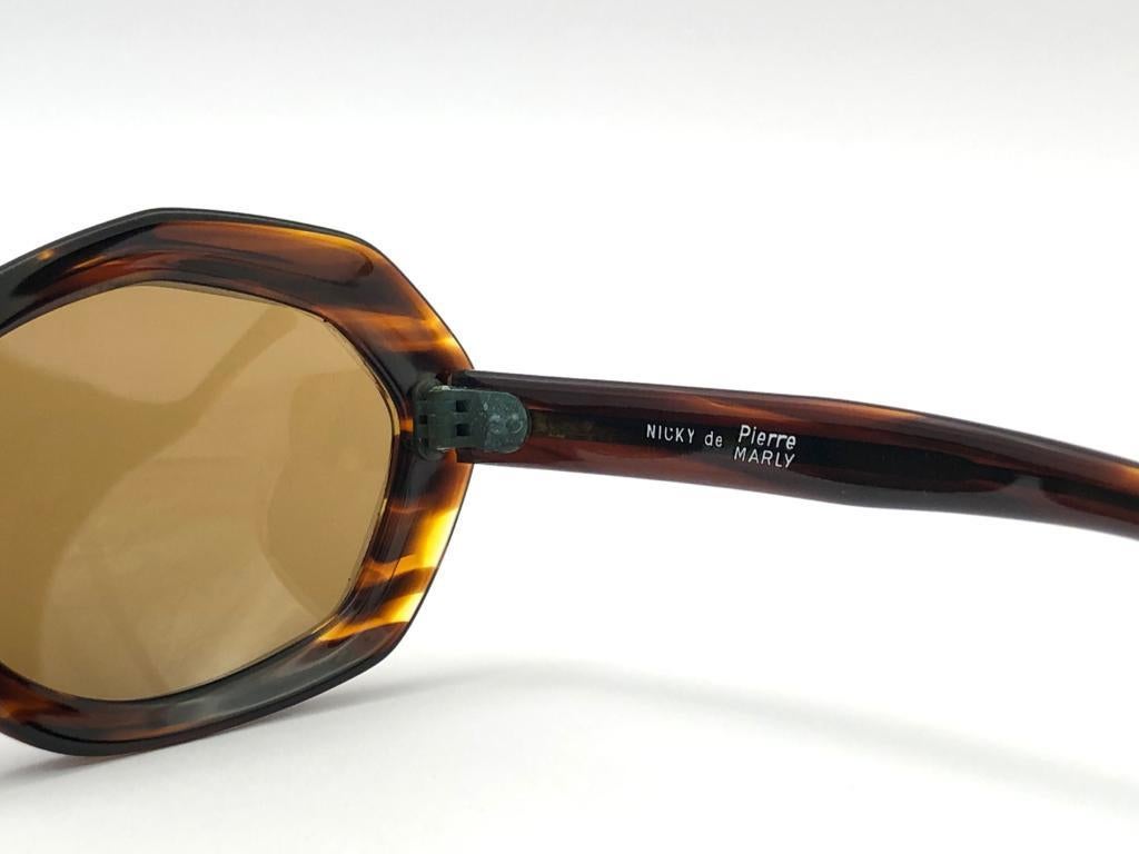 Brown  Vintage Rare Pierre Marly Nicky Oversized Avantgarde 1960 Sunglasses For Sale