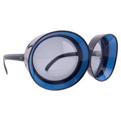 Vintage Rare Renauld Space Age Blue & Black 1960 Sunglasses Made in Italy