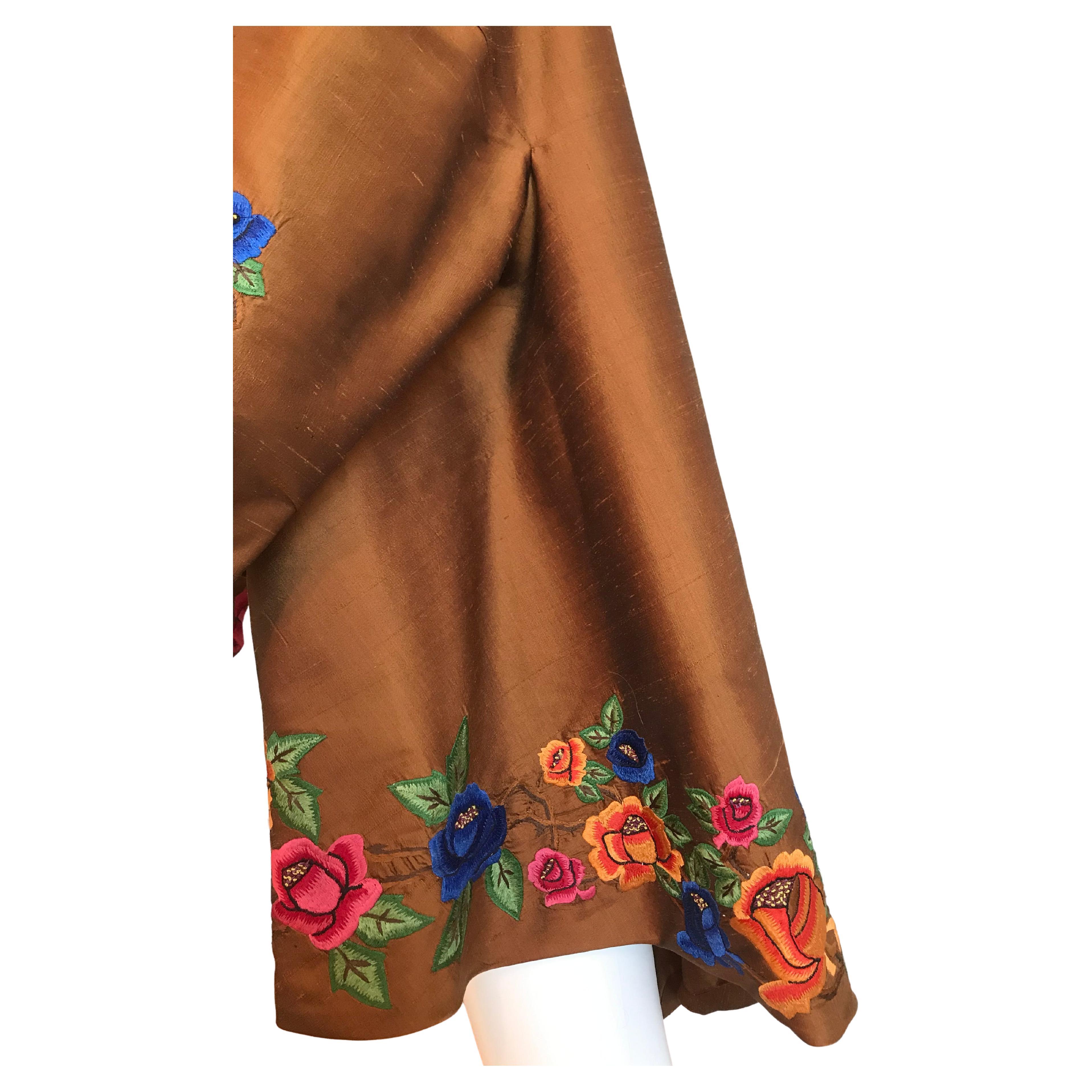 Brown VINTAGE RARE Romeo Gigli for Callaghan Floral Silk Floral Embroidered Jacket