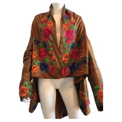 VINTAGE RARE Romeo Gigli pour Callaghan Veste brodée en soie florale