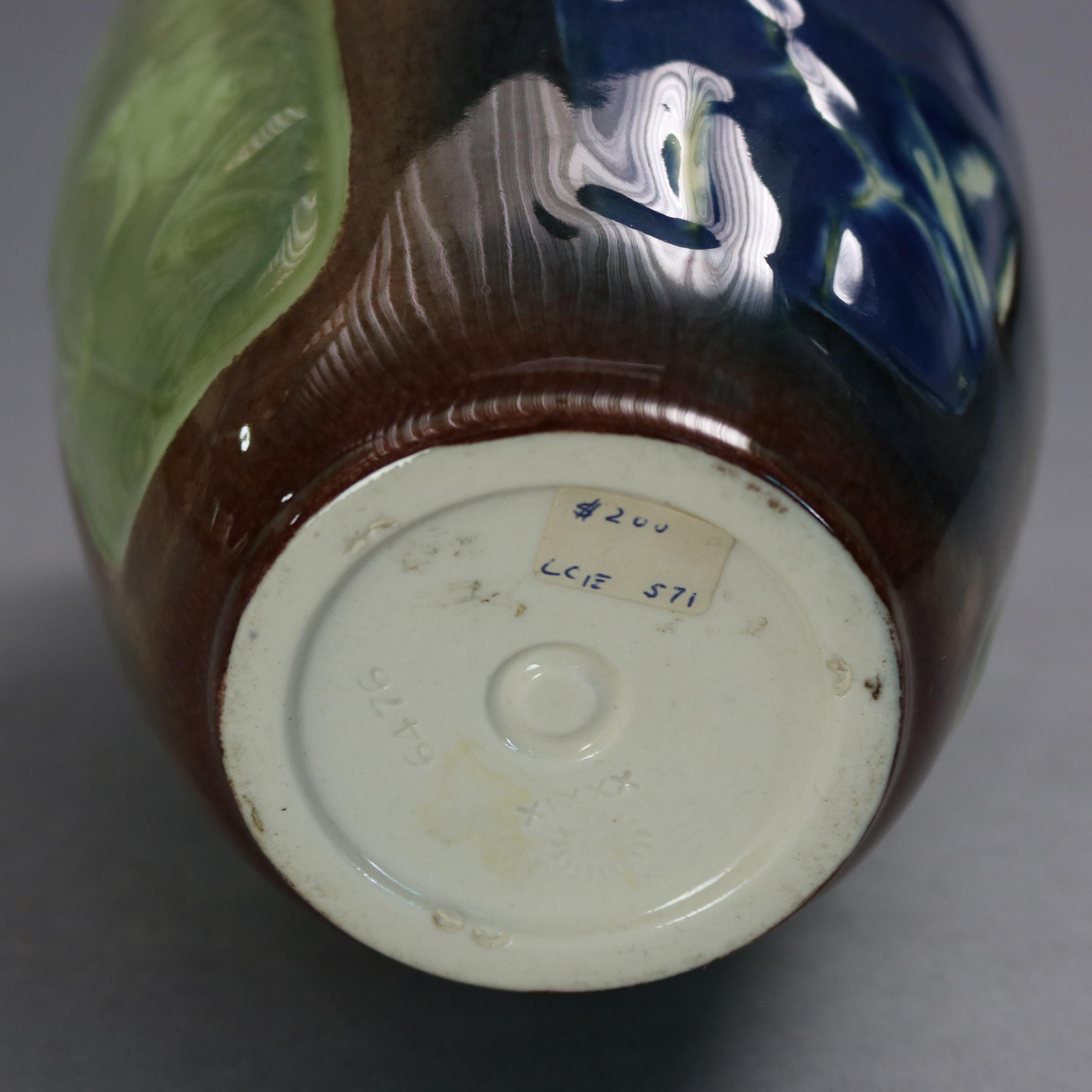 Vintage Rare Rookwood Iris Glaze Panel Vase of Birds, Frog, and Fish, Dated 1939 3