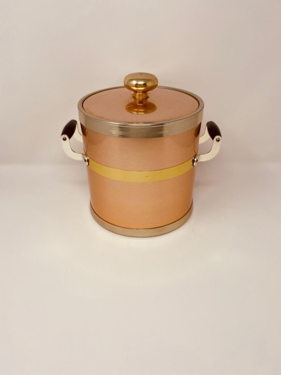 American Vintage Rare Rose Color Copper Hollywood Regency Ice Bucket