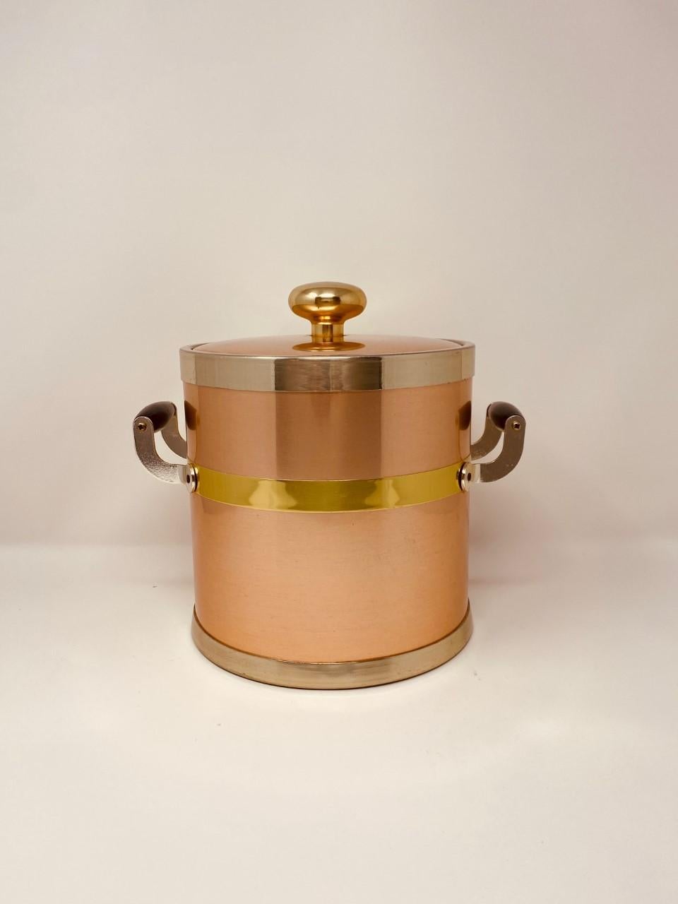 Hand-Crafted Vintage Rare Rose Color Copper Hollywood Regency Ice Bucket