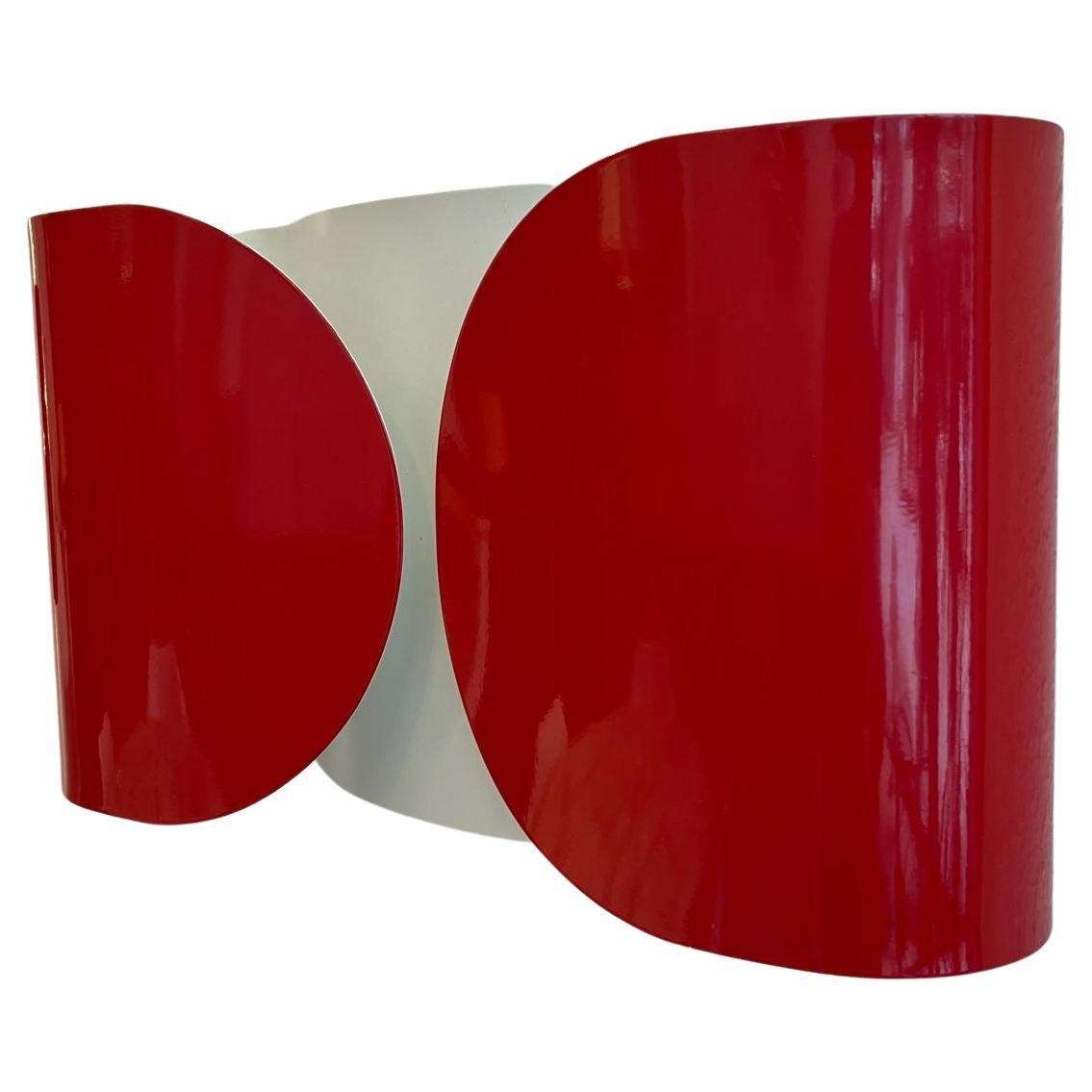 Vintage Rare Set of 3 Red Foglio Wall Lamps by Tobia Scarpa for Flos circa 1970s For Sale