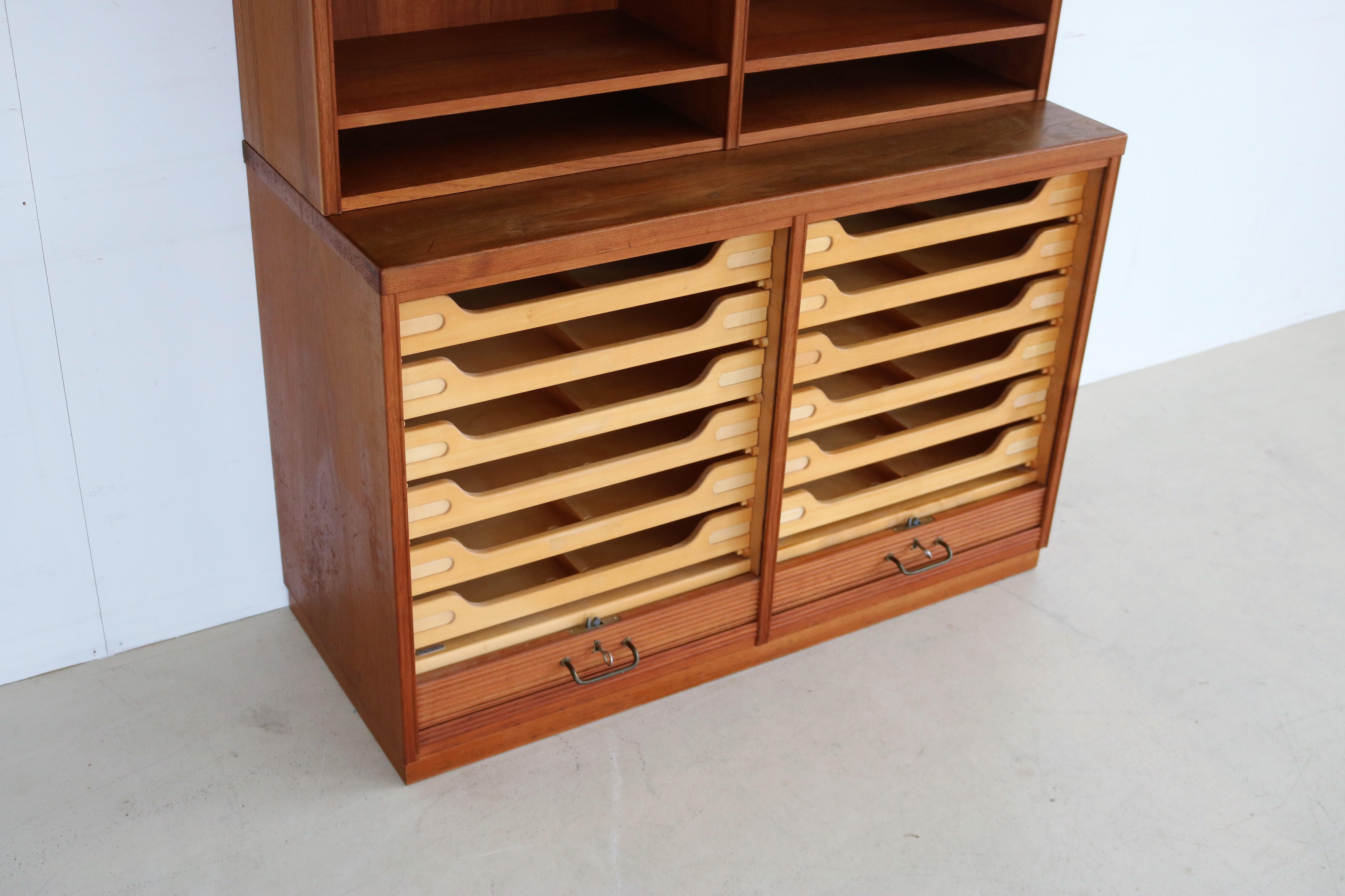 Vintage Rare Teak Cabinet with Tambour Doors For Sale 4