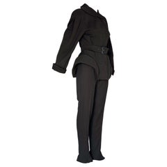 Vintage RARE THIERRY MUGLER Space Age Sculptural Belted Jacket Trouser Suit