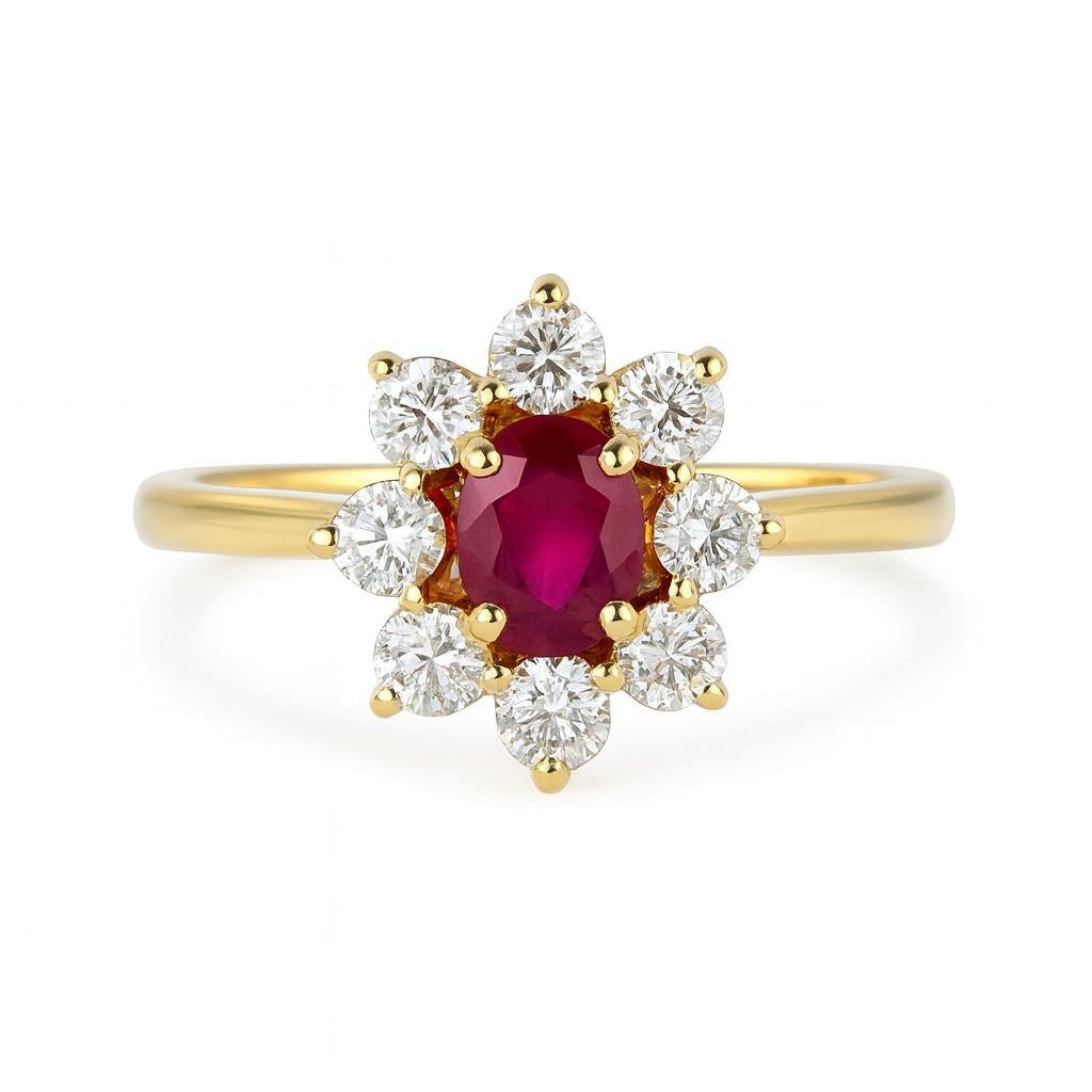 Vintage Rare Tiffany 18K Yellow Gold Ruby Diamond Ring For Sale 1