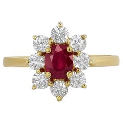 Vintage Rare Tiffany 18K Yellow Gold Ruby Diamond Ring