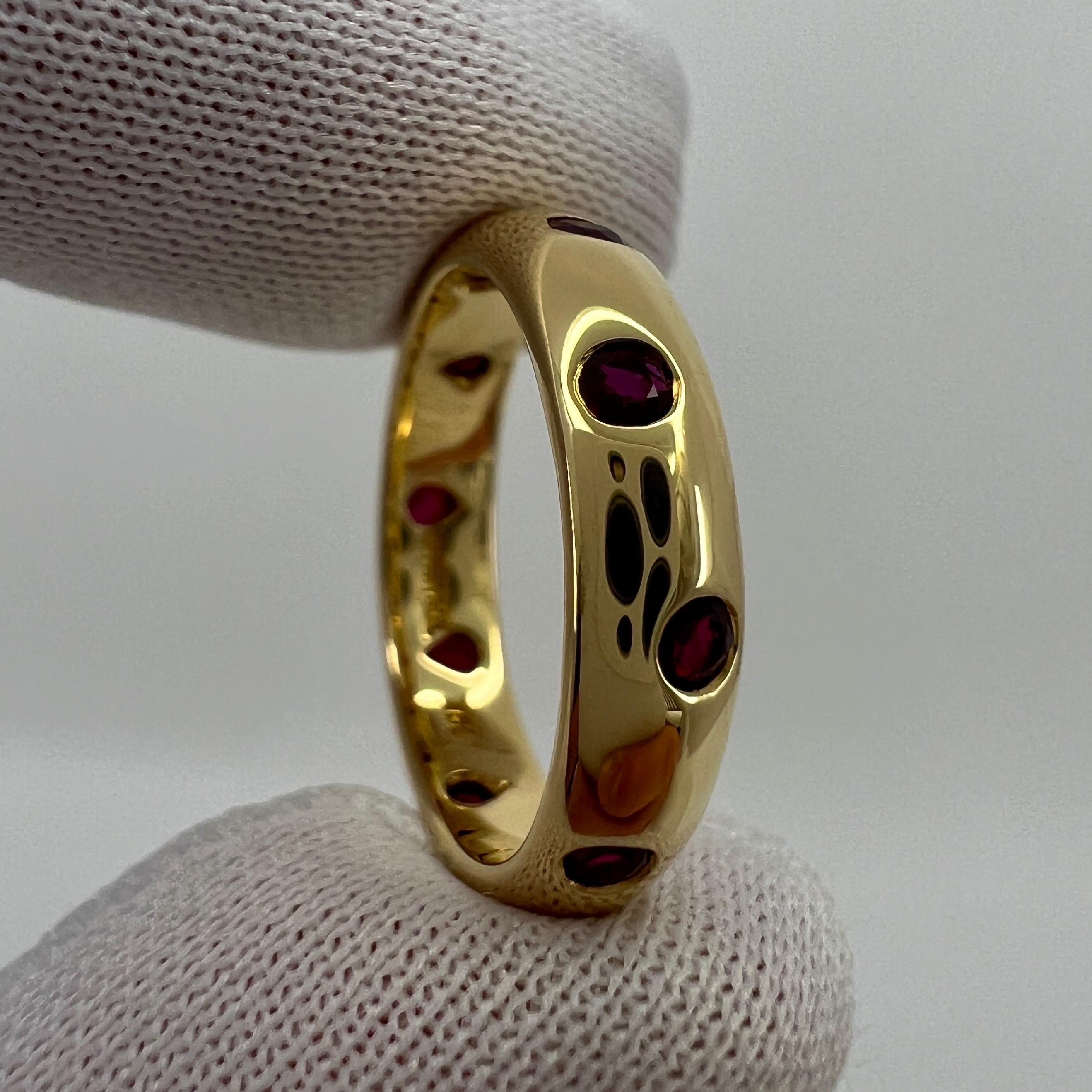 Vintage Rare Tiffany & Co. Fine Red Ruby 18k Yellow Gold Etoile Band Ring 6