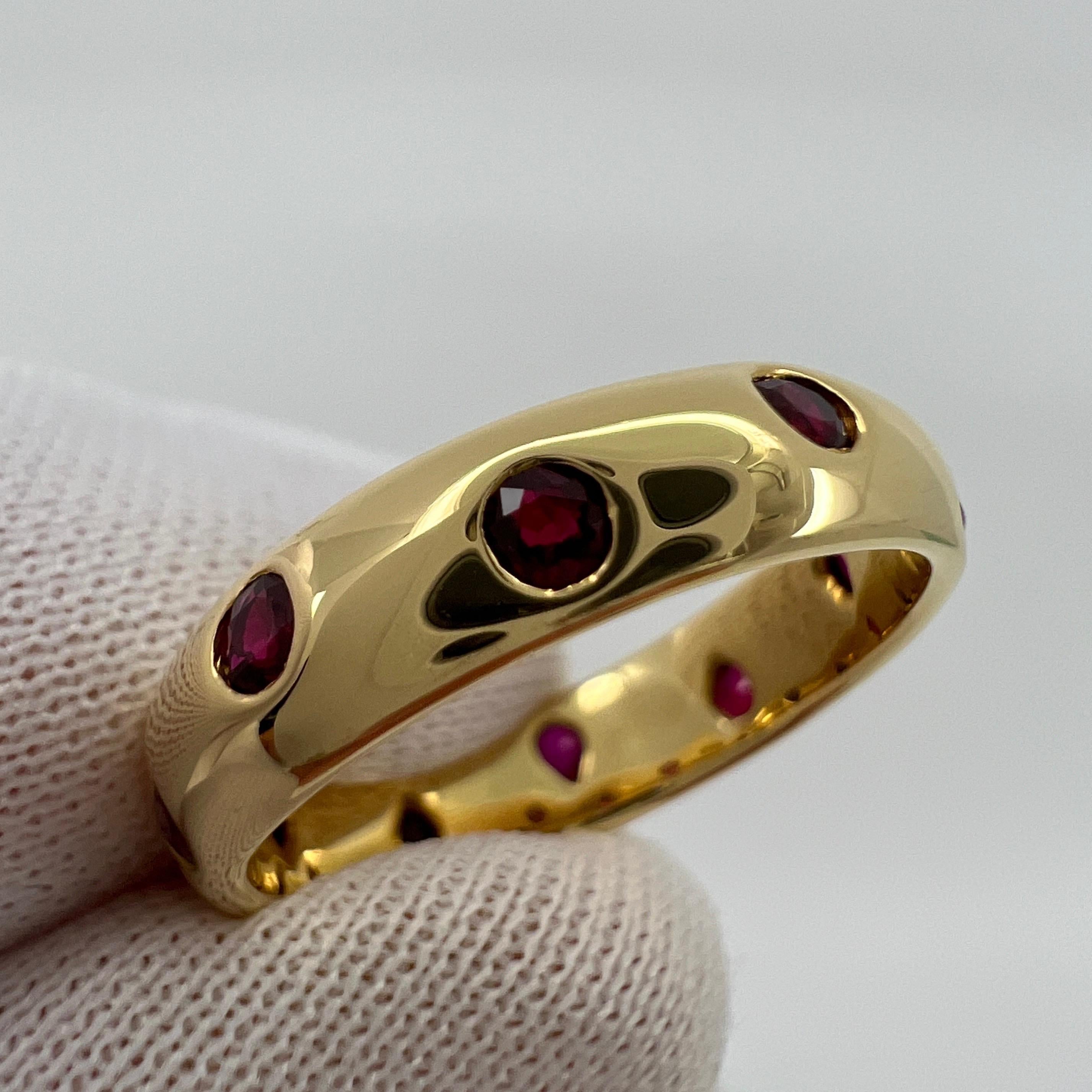 Women's or Men's Vintage Rare Tiffany & Co. Fine Red Ruby 18k Yellow Gold Etoile Band Ring
